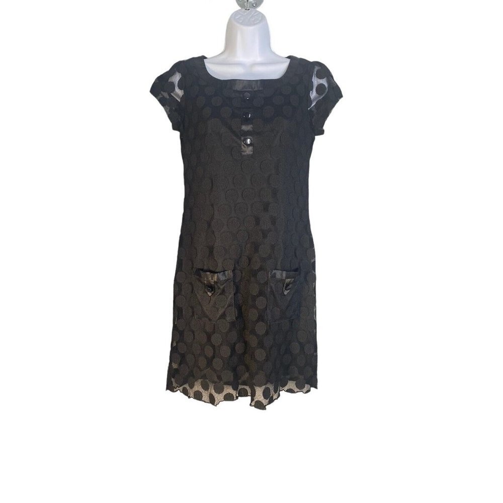 En Focus Studio Womens Sheath Dress Semi-Sheer Black Pockets Size 8